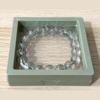 11-12 mm Clear Green Garden Quartz Crystal Beaded Bracelet, 14-17cm Adjustable